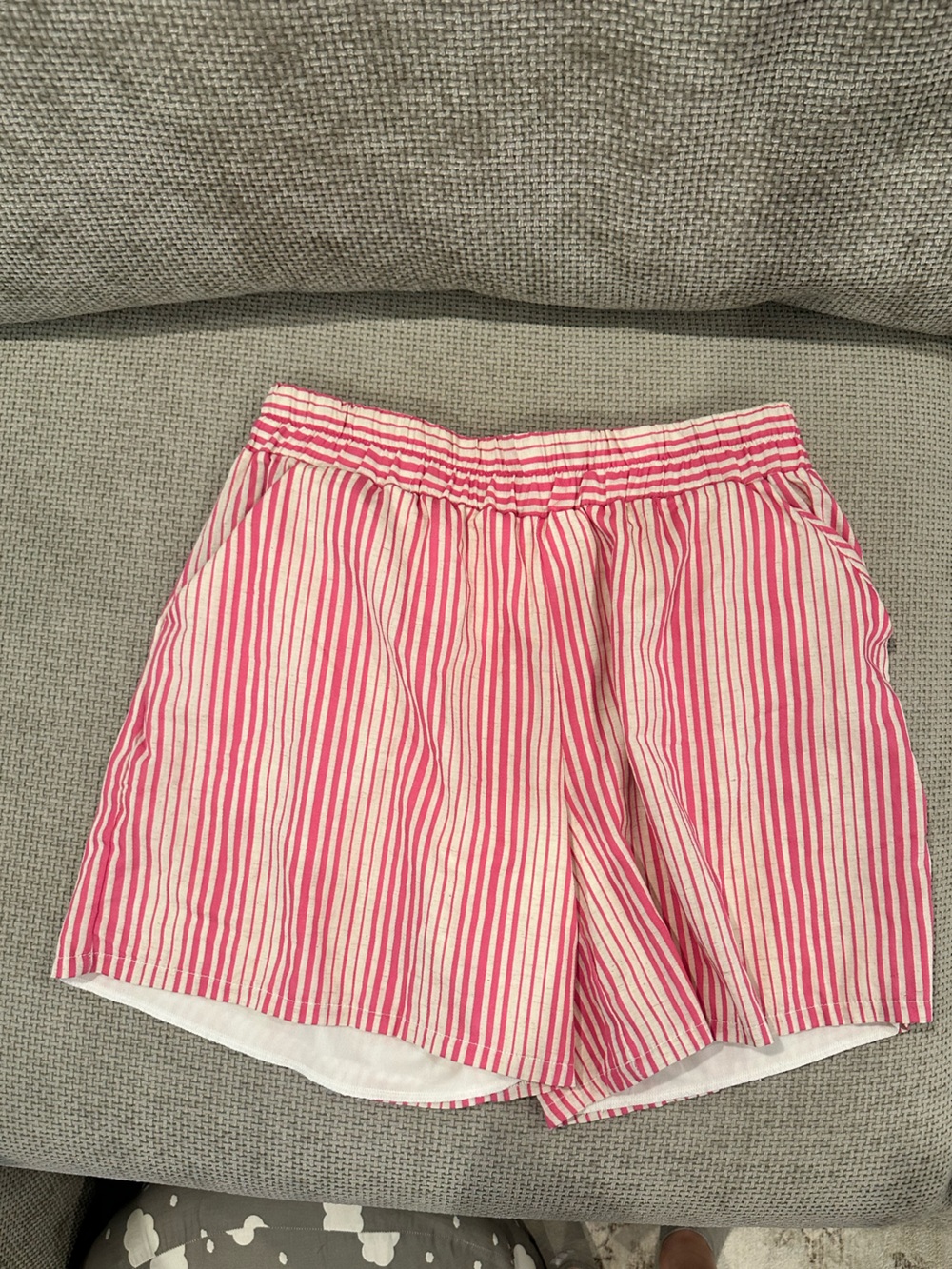 Women’s Pink Striped Shorts with Elastic Waist. Never worn! Loose fit